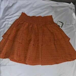 Chelsea & Violet Orange Smocked Skater Mini Skirt